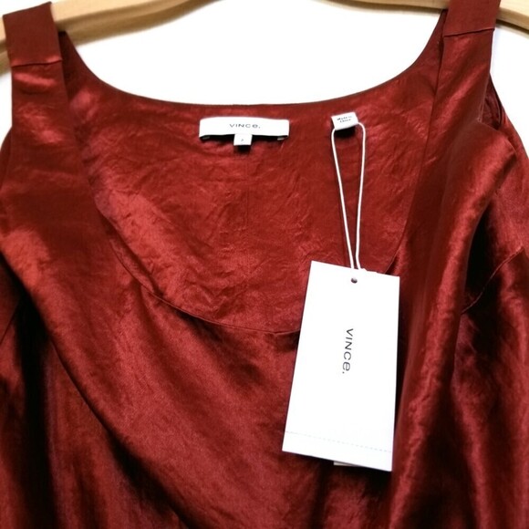 NWT Vince Minimal Quiet Luxury Slim Midi Slip Dress Sangre Red Satin 2 Cocktail - Picture 4 of 13